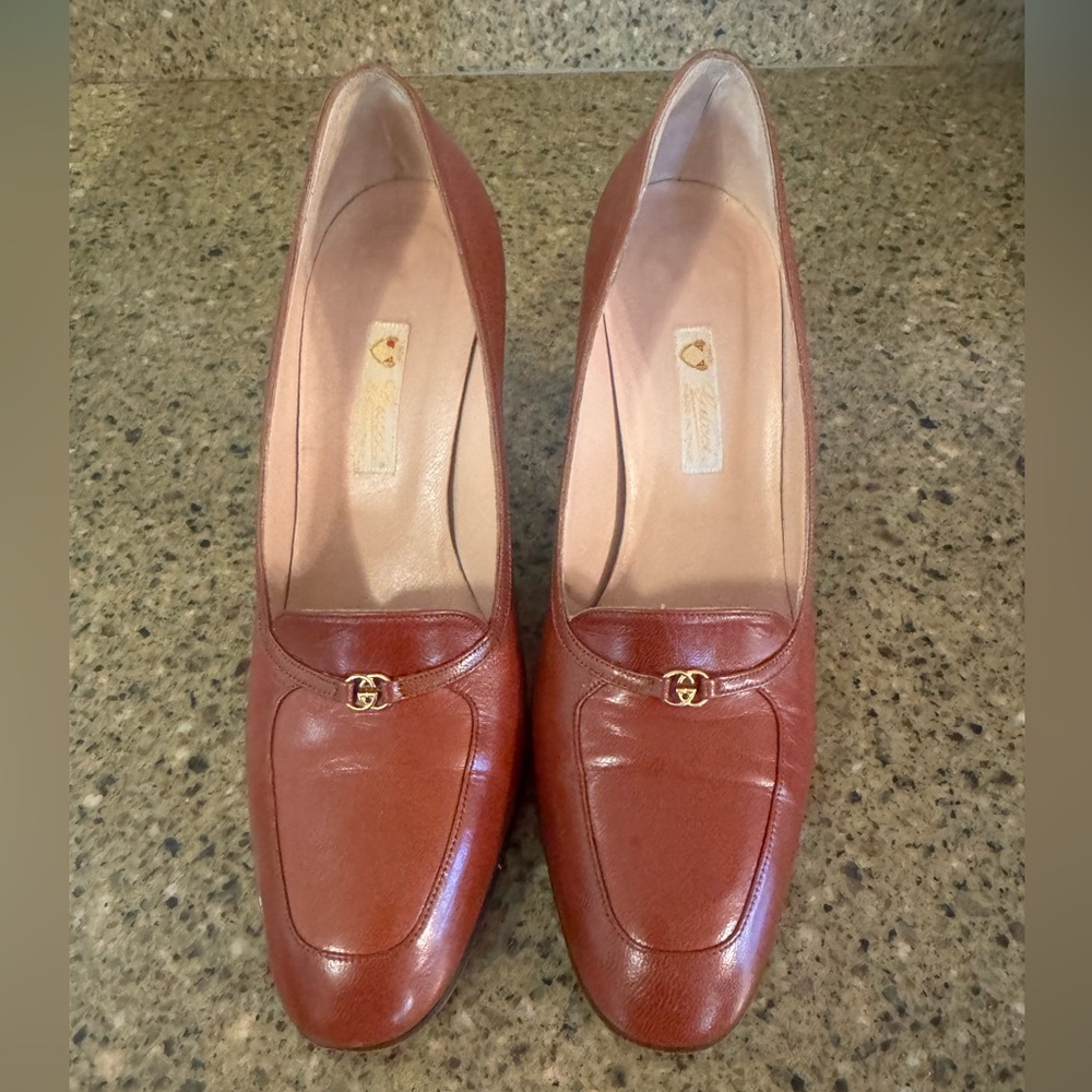 Gucci Vintage Women's Rich Brown Leather Heels - Picture 3 of 10